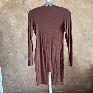 NAKED WARDROBE Brown Long Sleeve Romper Loungewear Athletic